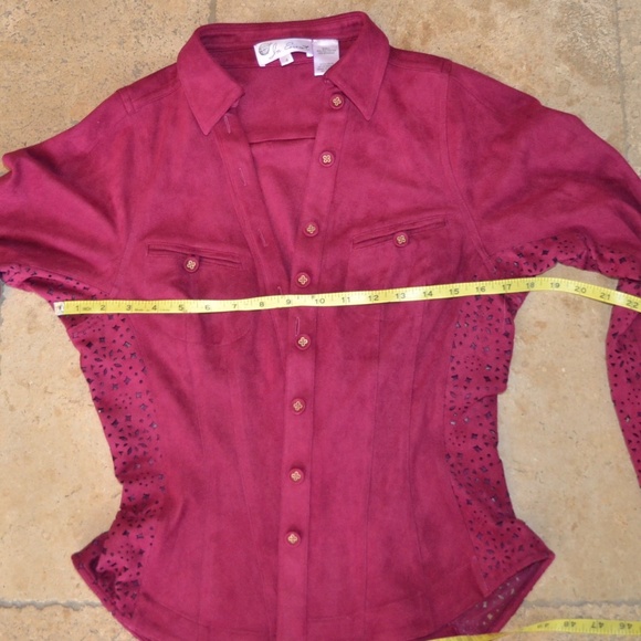 In Earnest by Byron Lars Long Sleeve Vegan Suede Button Down - Picture 9 of 10